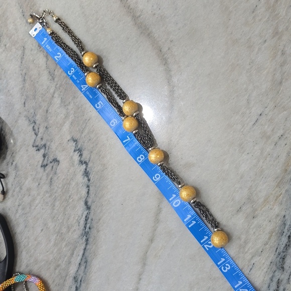 Vintage Sharra Pagano Italy Gold Bead & Multi-Strand Gunmetal Chain Necklace - Picture 7 of 7
